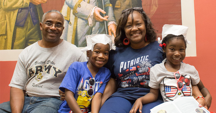 Family celebrating July 4 at the National Archives